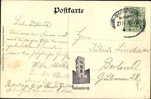 Litho Neukirch in der Lausitz, Valtenberg, Gruß vom..., König Johann-Turm
