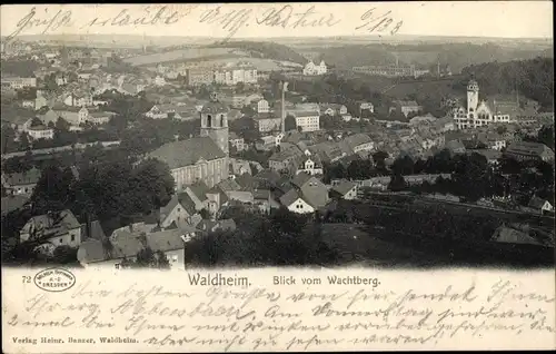 Ak Waldheim in Sachsen, Blick vom Wachtberg auf den Ort