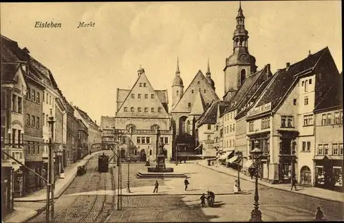 Ak Lutherstadt Eisleben, Markt, Rathaus, Denkmal