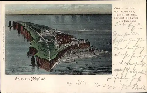 Ak Nordseeinsel Helgoland, Totalansicht der Insel