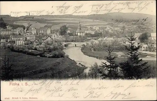 Ak Flöha in Sachsen, Totalansicht der Ortschaft