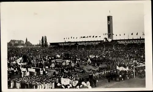 Ak Budapest Ungarn, Radio Budapest, Sender Kossuth, Treffen des Wetlfriedensrates 1953