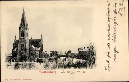 Ak Falkenberg Schweden, Blick auf die Kirche