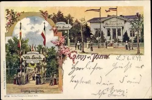 Litho Berlin Treptow, Parkrestaurant, Eingang zum Garten