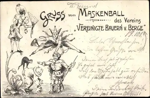 Litho Maskenball des Vereins Vereinigte Bauern v. Berge