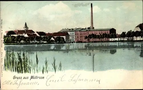 Ak Müllrose in Brandenburg, Blick übers Wasser zum Ort