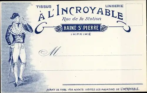 Ak Haine Saint Pierre Wallonien Hennegau, À l'Incroyable, Rue de la Station, Lingerie