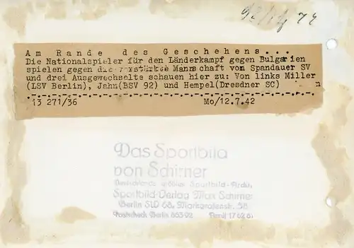 Foto Berlin, Deutsche Nationalmannschaft gegen Spandauer SV, Probespiel, 12.7.1942, Hempel