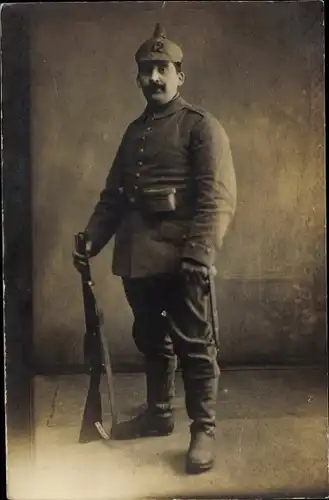 Foto Ak Deutscher Soldat in Uniform, Train Infanterie Regiment 12