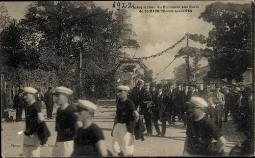 Ak Saint Maurice sous les Côtes Meuse, Inauguration du Monument aux Morts