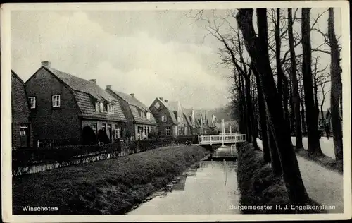 Ak Winschoten Oldambt Groningen Niederlande, Burgemeester H. J. Engelkenslaan, Flusslauf im Ort