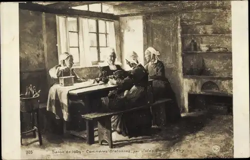 Künstler Ak Benoit-Levy, J., Salon de 1909, Commeres Bretonnes, Frauen beim Bügeln