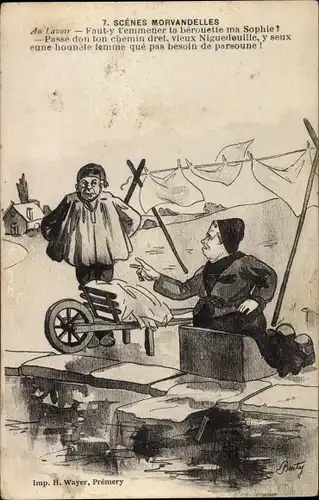Künstler Ak Scenes Morvandelles, Au Lavoir