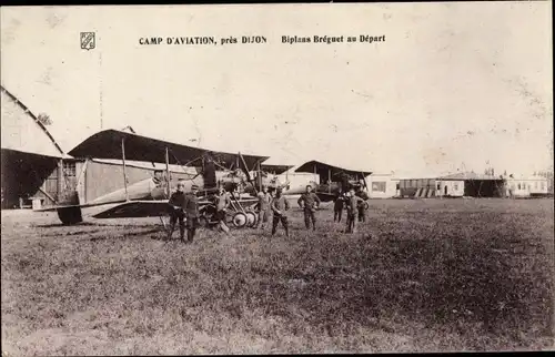 Ak Longvic Côte d’Or, Biplans Breguet au Depart, französische Militärflugzeug