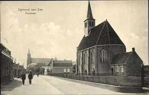 Ak Egmond aan Zee Nordholland Niederlande, Dorpstraat, Kerk
