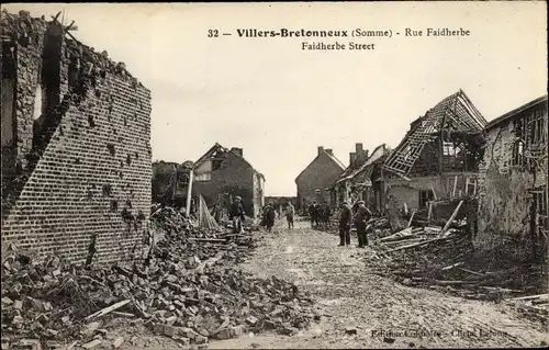 Ak Villers Bretonneux Somme, Rue Faidherbe, Kriegszerstörung 1. WK