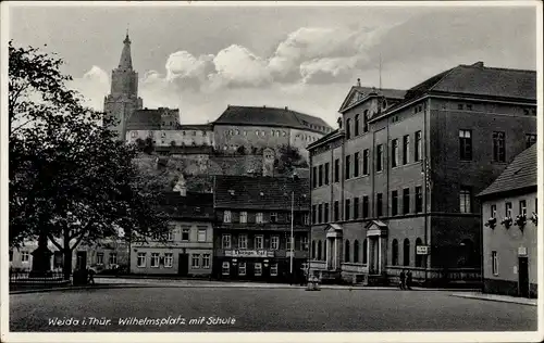 Ak Weida in Thüringen, Wilhelmsplatz mit Schule