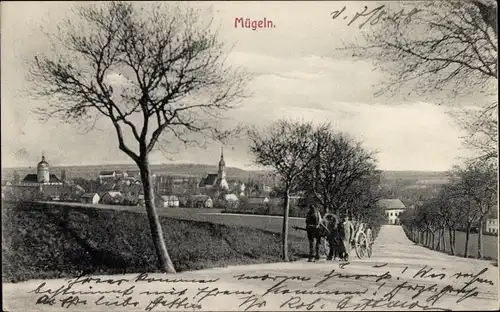 Ak Mügeln in Sachsen, Teilansicht, Straßenpartie