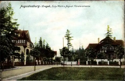 Ak Augustusburg im Erzgebirge, Ecke Waldstraße und August Försterstraße