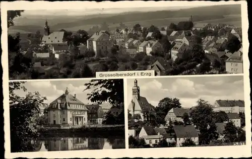 Ak Großolbersdorf im Erzgebirge, Teilansicht, Schloss, Kirche