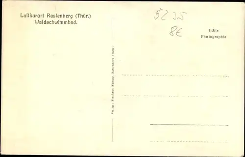 Ak Rastenberg in Thüringen, Waldschwimmbad, Vogelperspektive