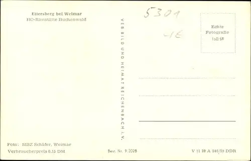 Ak Weimar in Thüringen, Ettersberg bei Weimar, HO-Raststätte Buchenwald