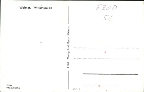 Ak Weimar in Thüringen, Wittumspalais