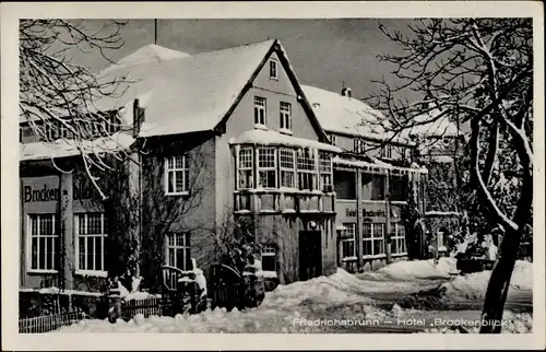 Ak Friedrichsbrunn Thale im Harz, Hotel Brockenblick, Winter