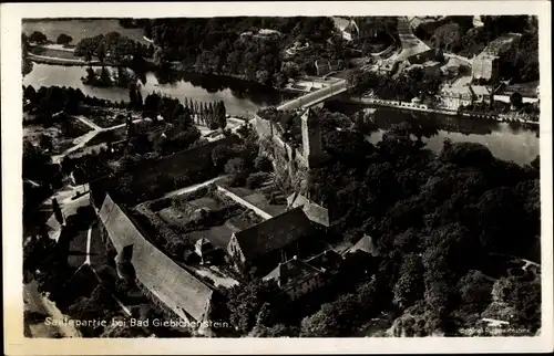 Ak Giebichenstein Halle an der Saale, Saalepartie, Vogelperspektive