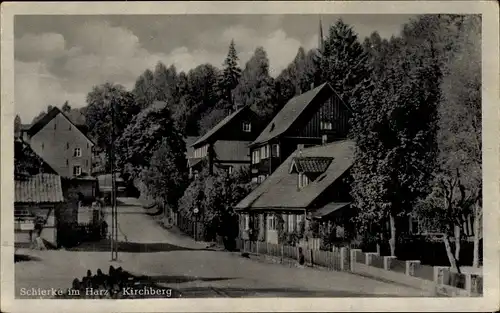 Ak Schierke Wernigerode am Harz, Kirchberg, Straßenpartie