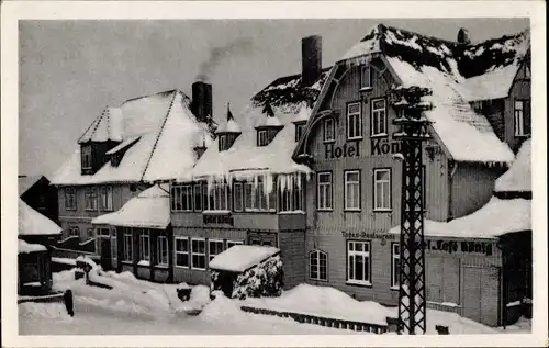 Ak Schierke Wernigerode am Harz, Hotel König, Winter