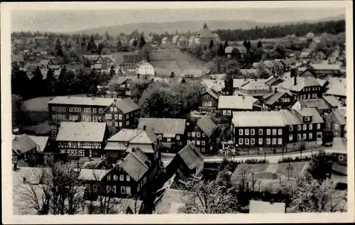 Ak Schmiedefeld am Rennsteig Thüringen, Blick über die Stadt, Winter