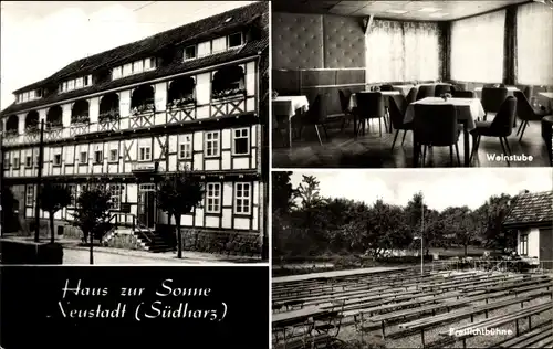 Ak Neustadt am Harz in Thüringen, Haus zur Sonne, Freilichtbühne, Weinstube