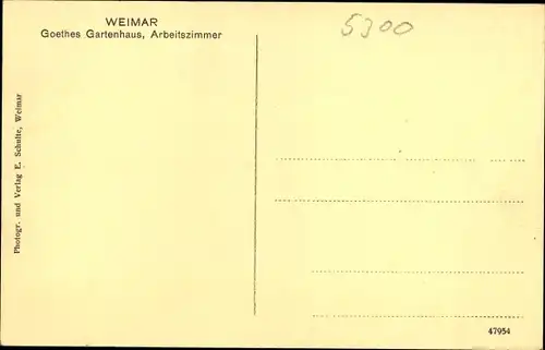 Ak Weimar in Thüringen, Goethes Gartenhaus, Arbeitszimmer