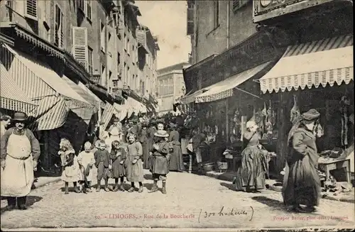 Ak Limoges Haute Vienne, Rue de la Boucherie, Geschäfte, Kinder