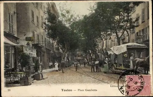Ak Toulon Var, Place Gambetta, Kutsche