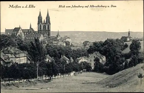 Ak Meißen an der Elbe, Blick vom Johannaberg auf Albrechtsburg und Dom