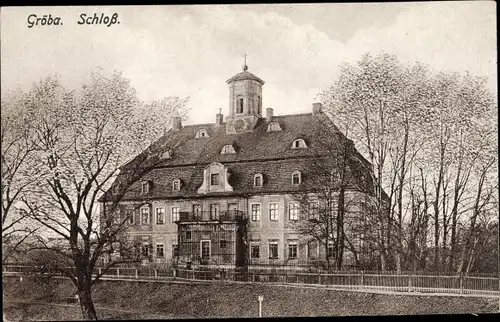 Ak Gröba Riesa an der Elbe Sachsen, Blick auf das Schloss