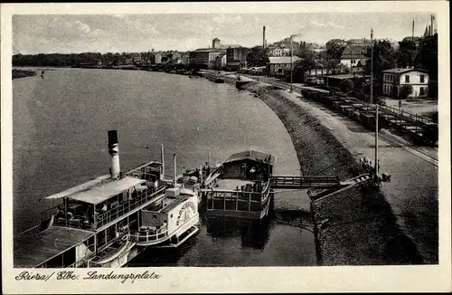 Ak Riesa an der Elbe Sachsen, Landungsplatz, Dampfer