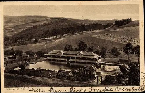 Ak Lauter Bernsbach im Erzgebirge Sachsen, Freibad mit Gartenanlage