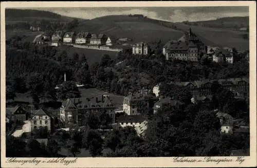 Ak Schwarzenberg im Erzgebirge Sachsen, Erlastraße und Bermsgrüner Weg