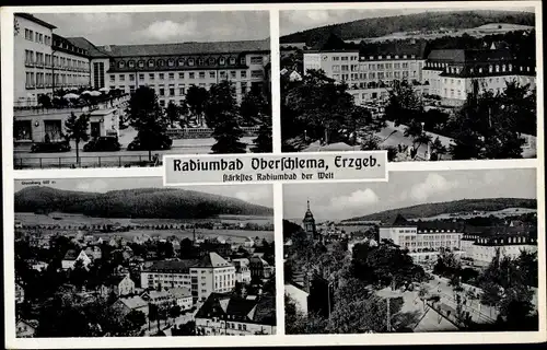 Ak Oberschlema Bad Schlema in Sachsen, Panorama vom Ort, Kurhaus