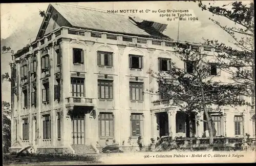 Ak Cap Saint Jacques Vũng Tàu Vietnam, Hotel Mottet et Cie apres le Typhon du 1er Mai 1904