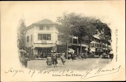Ak Saigon Cochinchine Vietnam, Rue d'Adran