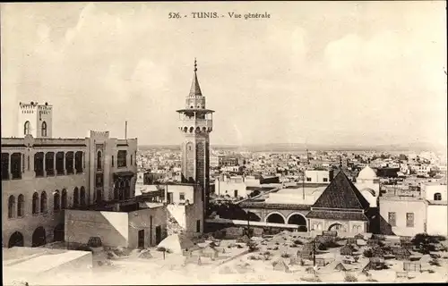 Ak Tunis Tunesien, Vue générale sur la cité, Moschee, Minarett