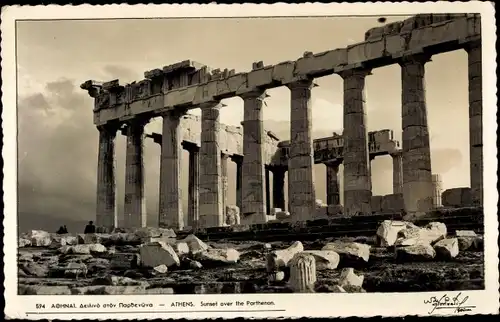Ak Athen Griechenland, Akropolis, Sunset over the Parthenon, Sonnenuntergang