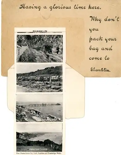 Leporello Ak Shanklin Isle of Wight England, Esplanade from Pier, Gesamtansicht, Chine