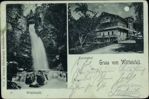 Mondschein Ak Polen, Wölfelsfall, Tyrolerhof