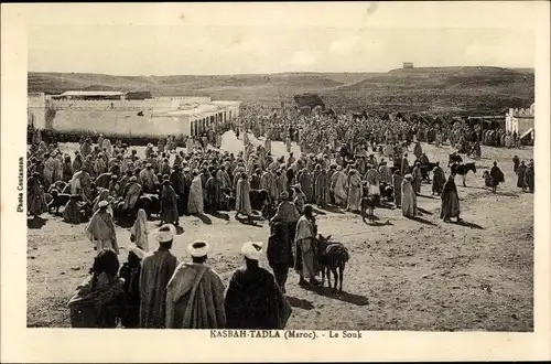 Ak Kasbah Tadla Marokko, Le Souk, Marktplatz, Araber, Maghreb