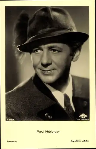 Ak Schauspieler Paul Hörbiger, Portrait, Ross 3337/1
